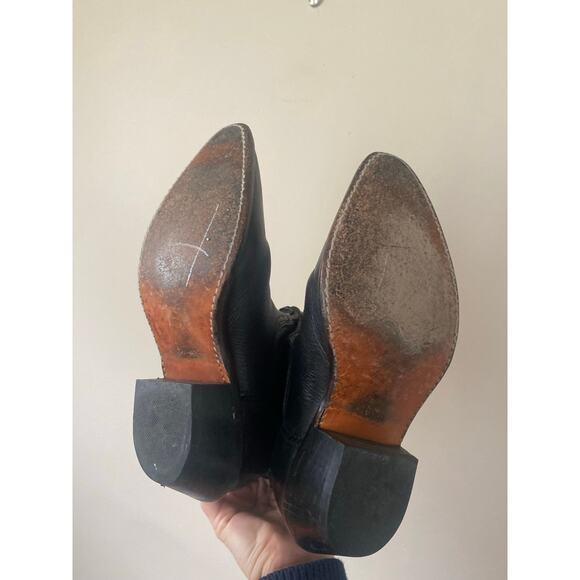 Vintage Womens Cowgirl Boots Black White/Purple Stitching Size 6.5 Western - Picture 6 of 8